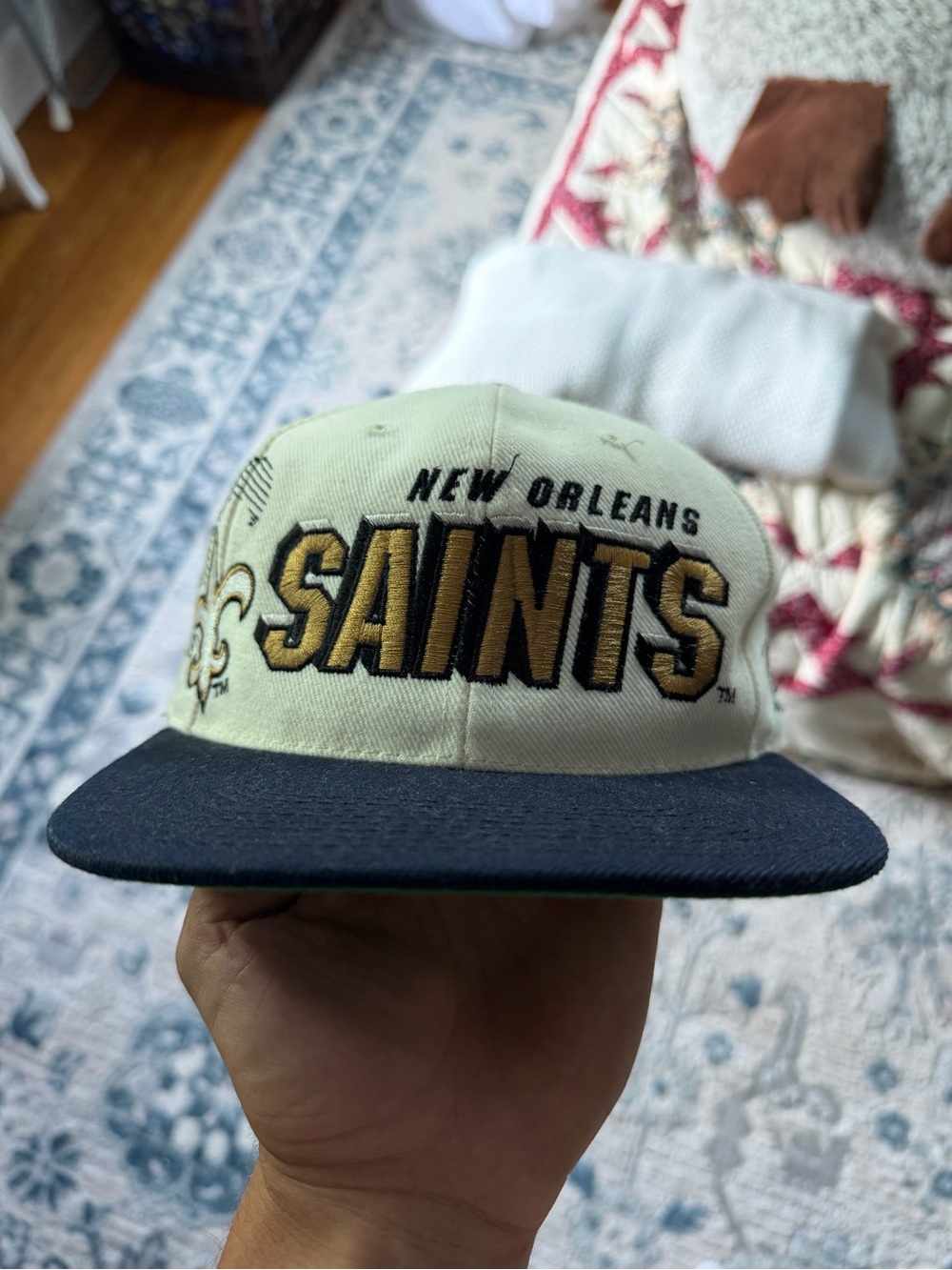 NFL New Orleans Saints Two-Tone Logo Hat in White and Black
